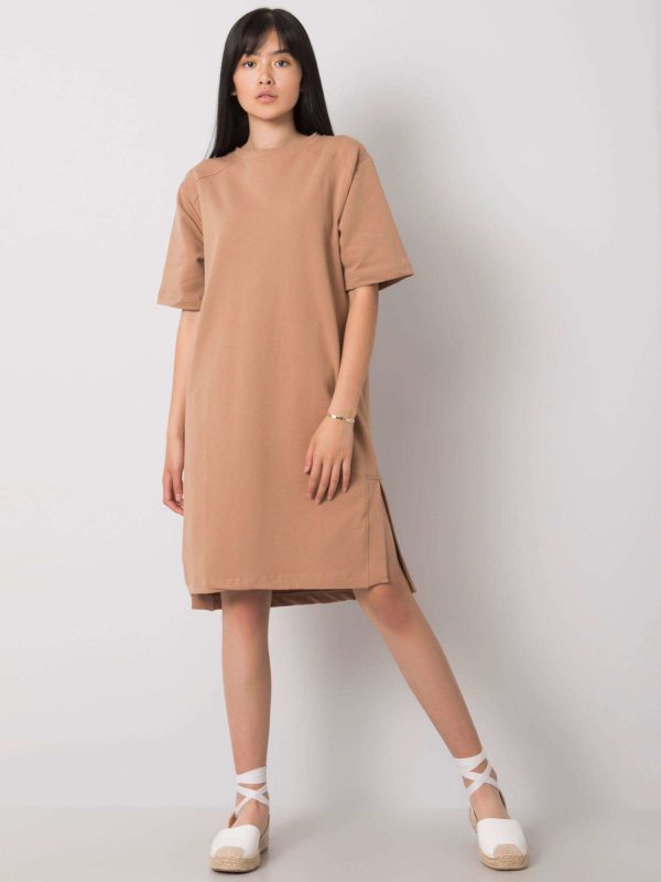 Wholesale Camel casual dress Mistee RUE PARIS