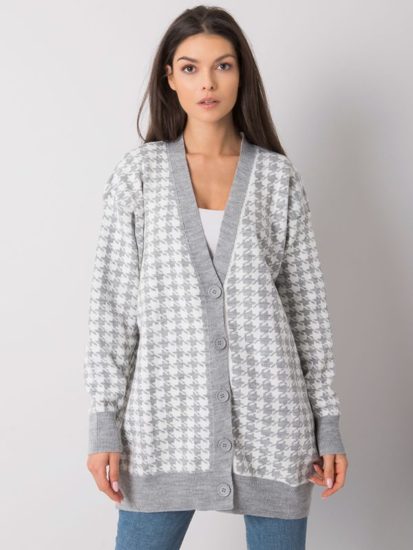 Wholesale Grey and white houndstooth cardigan Arlington RUE PARIS