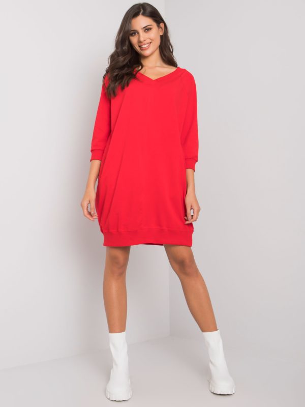 Wholesale Red Salerno Cotton Basic Dress