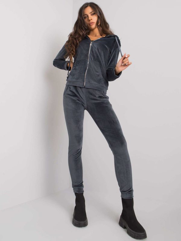 Wholesale Graphite two-piece velour set Roxe RUE PARIS