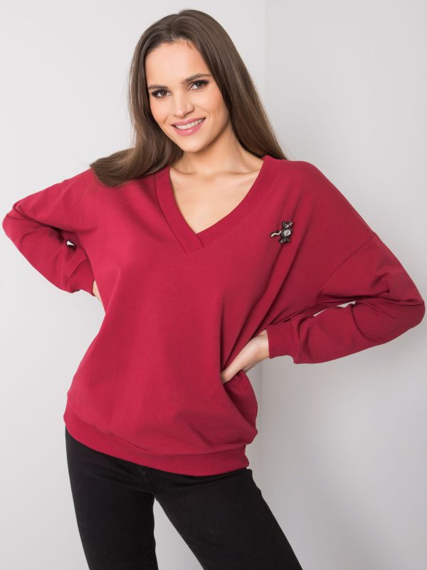 Wholesale Burgundy sweatshirt with applique Marseille RUE PARIS