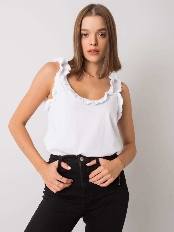 Wholesale Sarai RUE PARIS white frills top