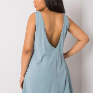 Wholesale Light Blue Plus Size Dress with Back Neckline Patrinna RUE PARIS