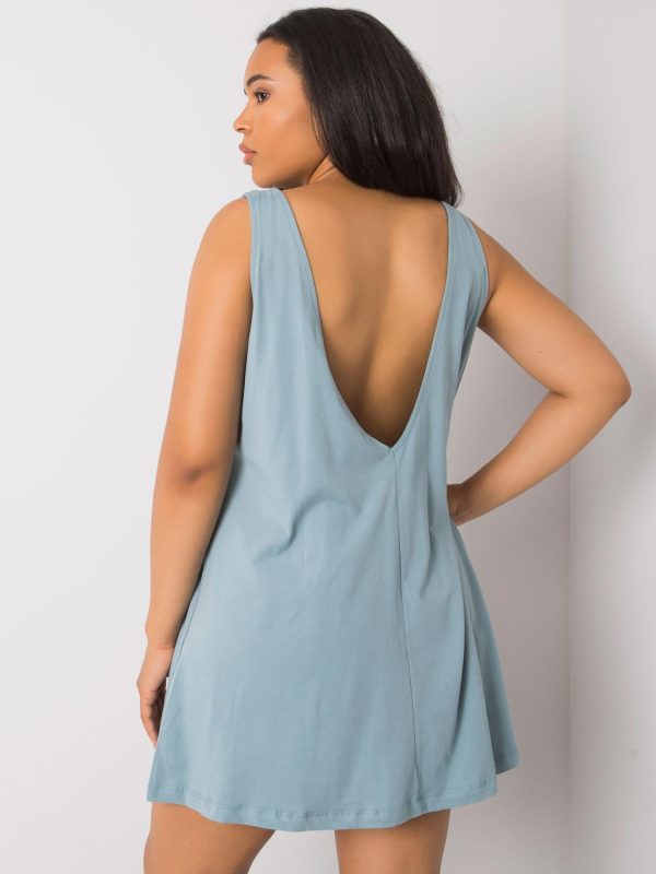 Wholesale Light Blue Plus Size Dress with Back Neckline Patrinna RUE PARIS