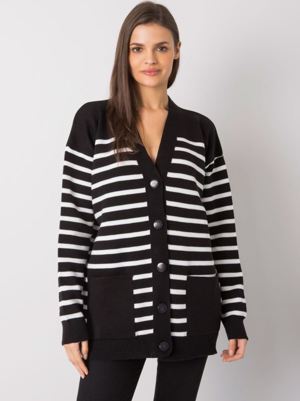 Wholesale Black striped cardigan Majestic RUE PARIS