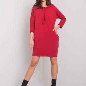 Wholesale Burgundy dress with pockets Ordino RUE PARIS