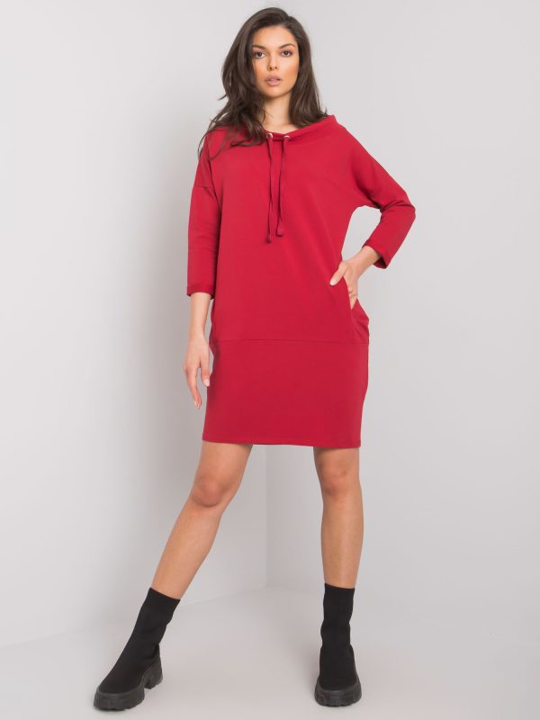 Wholesale Burgundy dress with pockets Ordino RUE PARIS