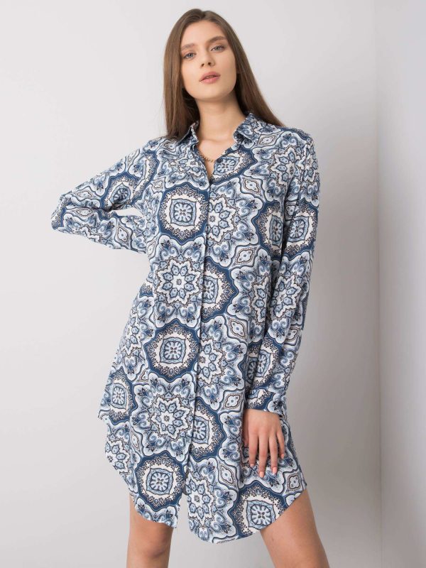 Wholesale Blue dress with print Yulia RUE PARIS