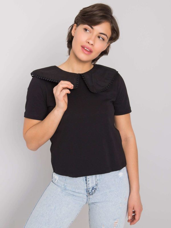 Wholesale Black blouse with collar Kaysie RUE PARIS