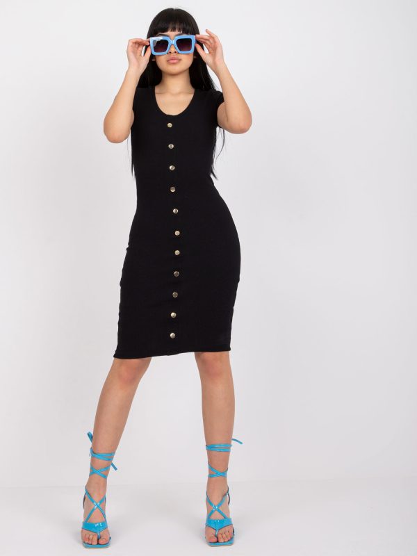 Wholesale Black pencil dress with buttons RUE PARIS