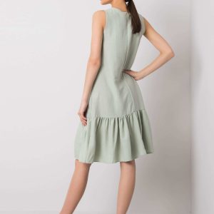 Wholesale Jossie RUE PARIS Light Green Ruffle Dress