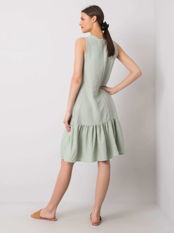 Wholesale Jossie RUE PARIS Light Green Ruffle Dress