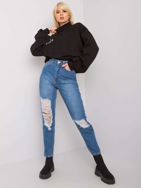 Wholesale Blue ripped mom jeans Kessy RUE PARIS