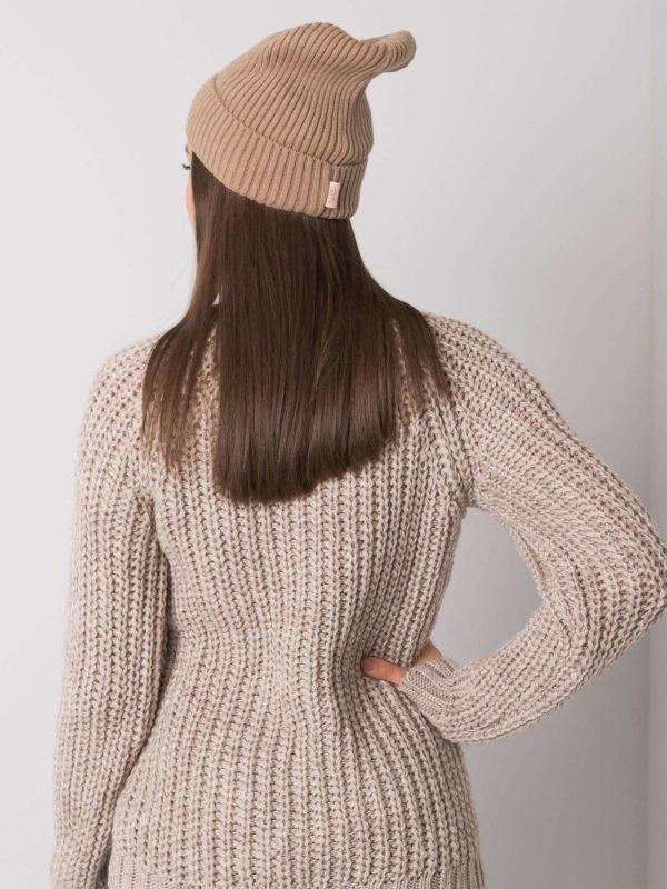 Wholesale Dark beige women's knitted hat RUE PARIS