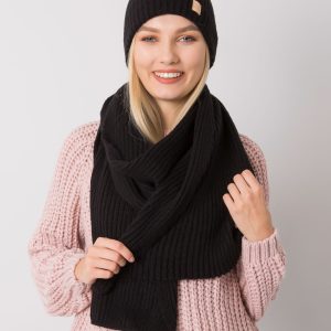 Wholesale Black winter set hat and scarf RUE PARIS