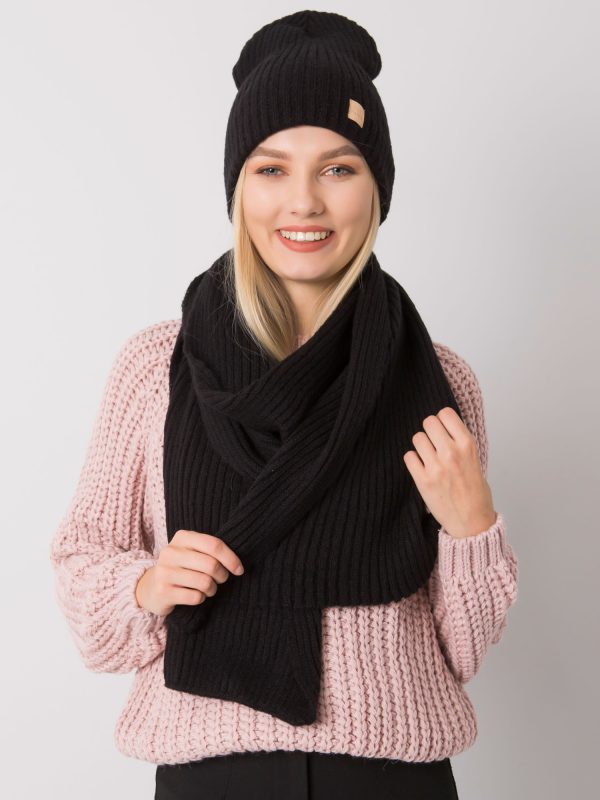 Wholesale Black winter set hat and scarf RUE PARIS