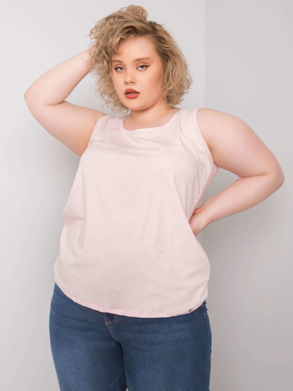 Wholesale Pale Pink Plus Size Keyla Cotton Top