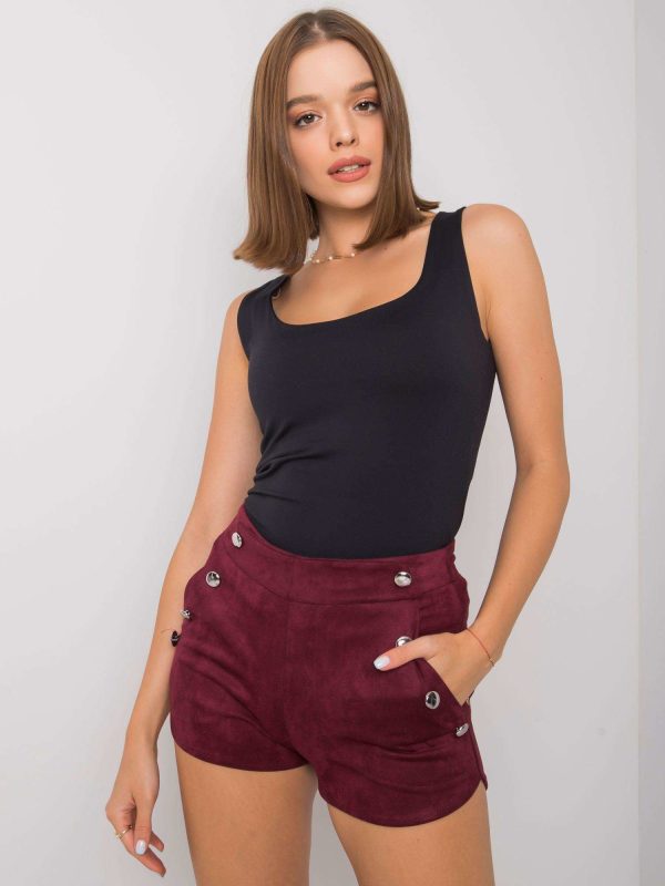 Wholesale Burgundy shorts with buttons Jaylah RUE PARIS