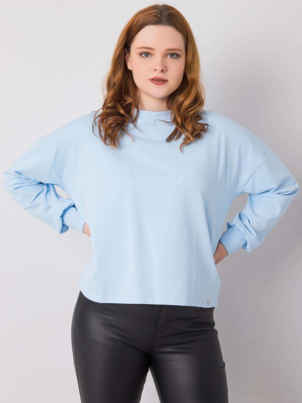 Wholesale Light Blue Plus Size Long Sleeve Sweatshirt Florentia