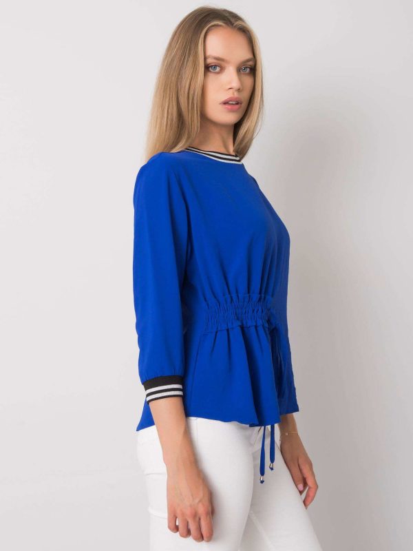 Wholesale Cobalt blouse with ribbing Bettina RUE PARIS