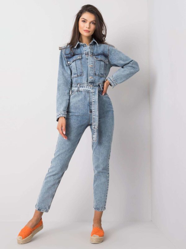 Wholesale Blue jeans jumpsuit Silvia RUE PARIS