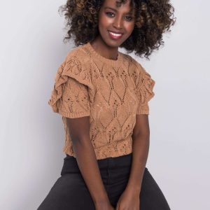 Wholesale Brown openwork sweater Nicoletta RUE PARIS