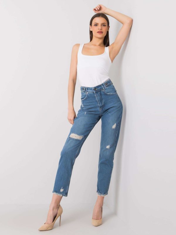 Wholesale Mirai RUE PARIS Blue High Waist Denim Pants