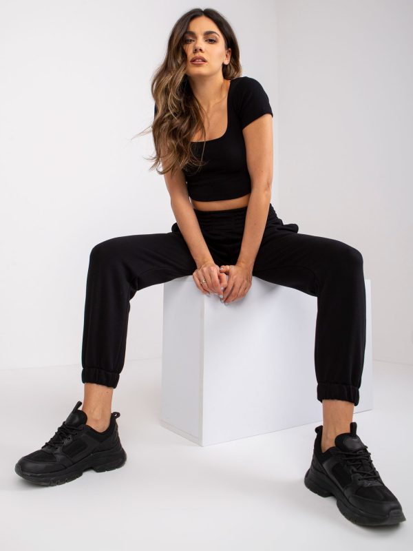 Wholesale Black sweatpants with pockets RUE PARIS