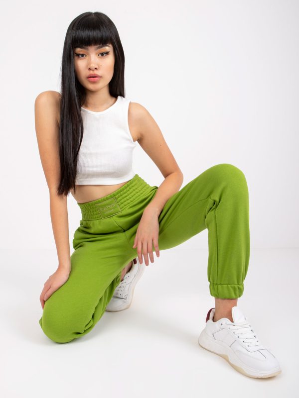 Wholesale Light green sweatpants with pockets RUE PARIS