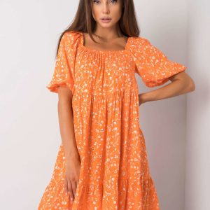 Wholesale Orange viscose dress Dianey RUE PARIS