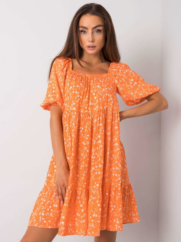 Wholesale Orange viscose dress Dianey RUE PARIS