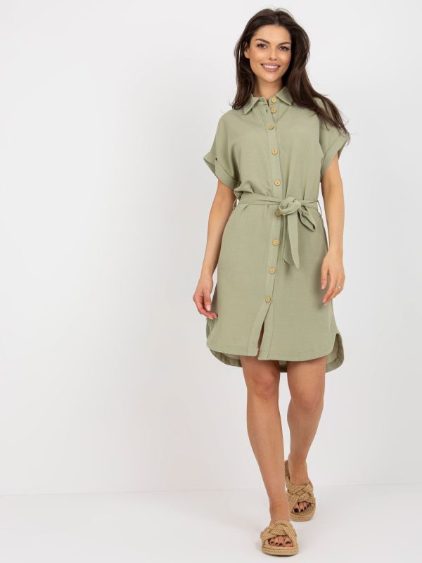 Wholesale Light green shimmy dress with collar RUE PARIS