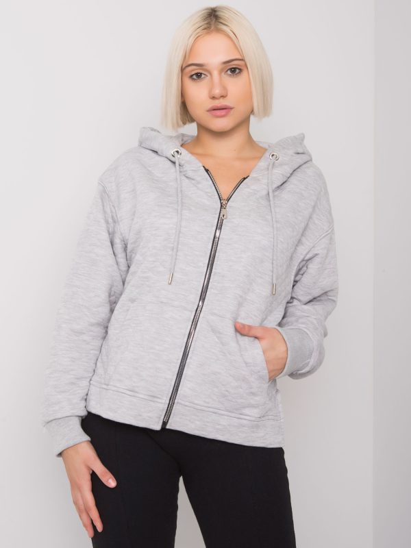 Wholesale Grey Arezzo Quilted Zipper Sweatshirt