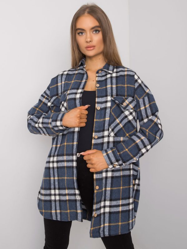 Wholesale Dark Blue Ladies Plaid Shirt Lais RUE PARIS