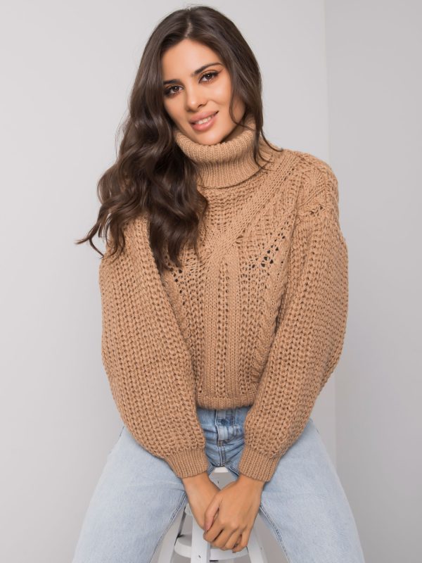 Wholesale Camel sweater for women with turtleneck Mansfield RUE PARIS