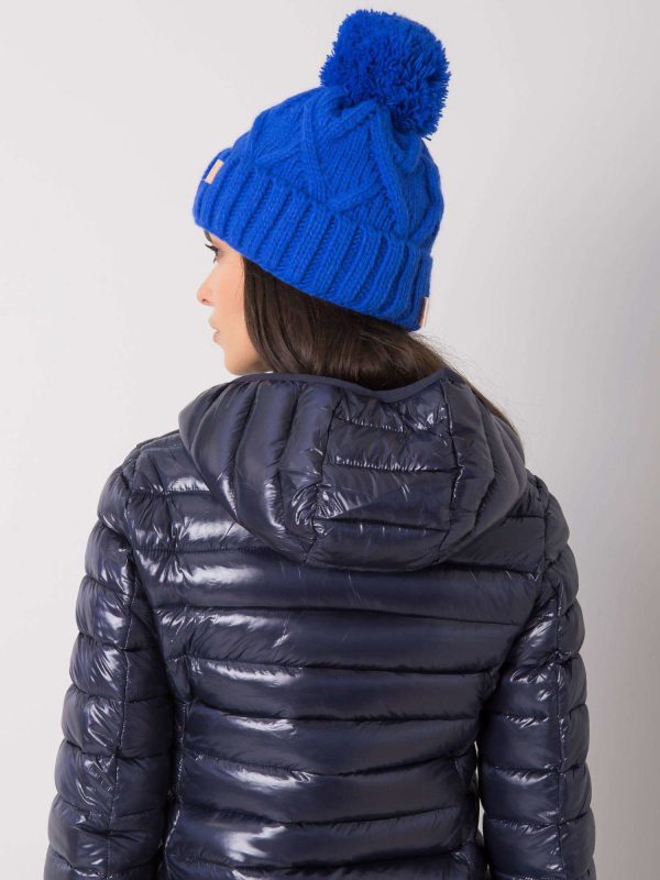 Wholesale Blue winter hat with pompom