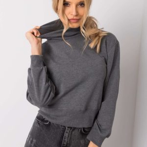 Wholesale Dark Grey Melange Sweatshirt Vivian