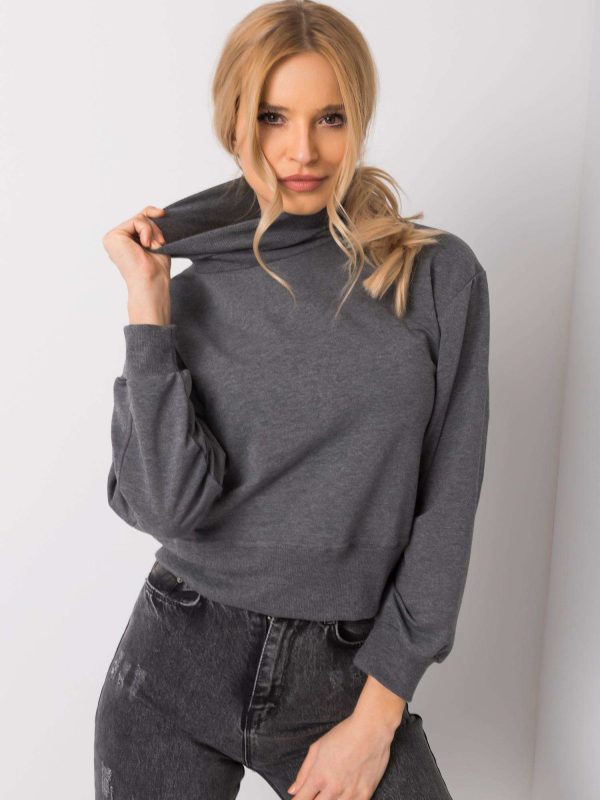 Wholesale Dark Grey Melange Sweatshirt Vivian