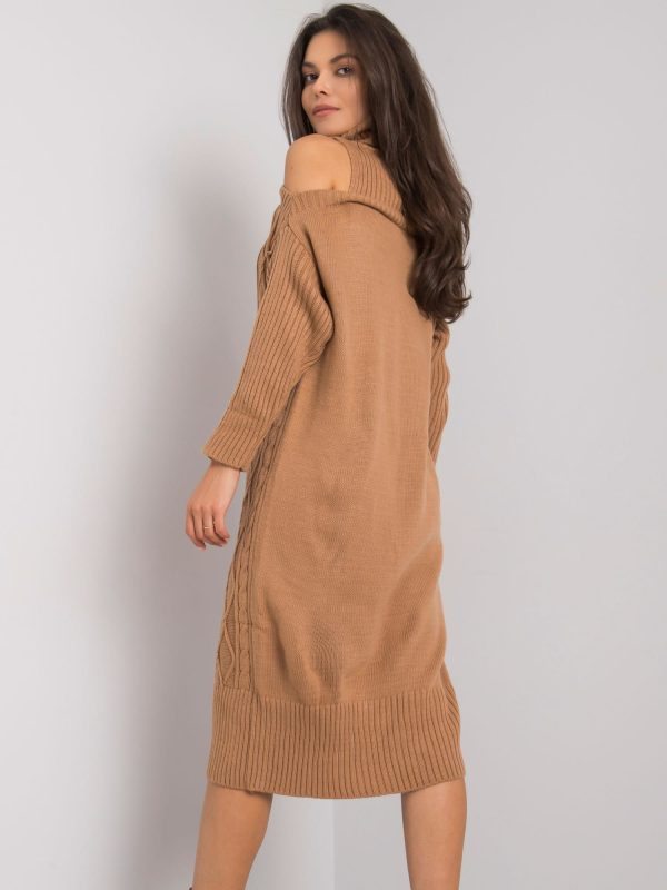 Wholesale Camel knit dress Fernanda RUE PARIS