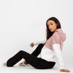 Wholesale Pink and white hoodie with pockets RUE PARIS