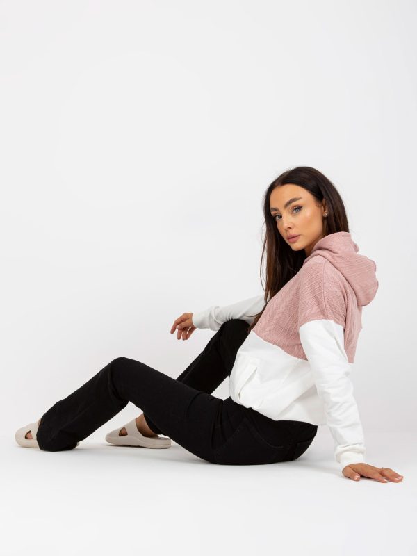 Wholesale Pink and white hoodie with pockets RUE PARIS