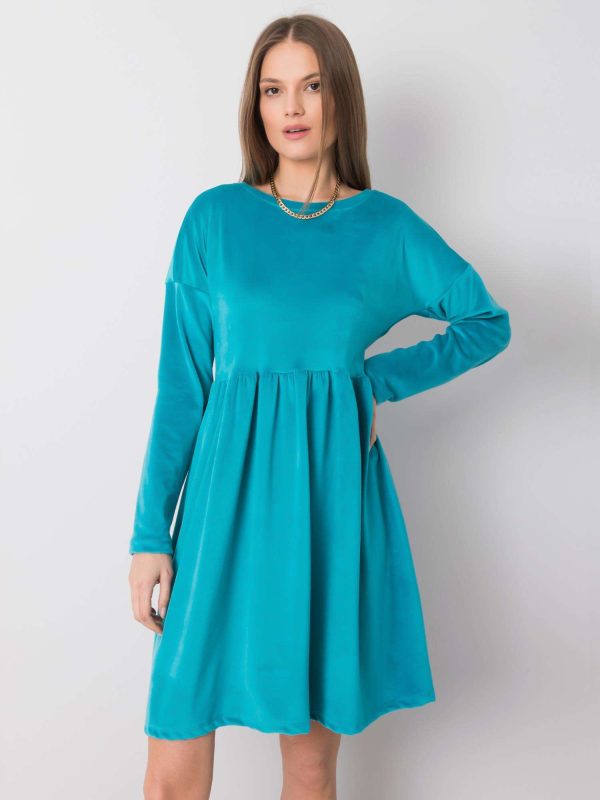 Wholesale Turquoise velour dress Mauriel RUE PARIS