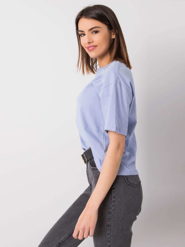 Wholesale Blue cotton t-shirt Donna RUE PARIS