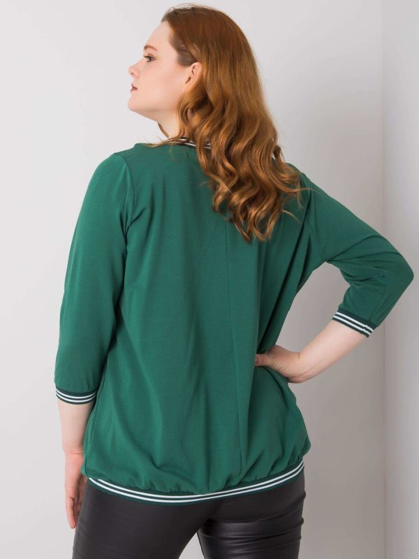 Wholesale Dark Green Plus Size Blouse Pearl