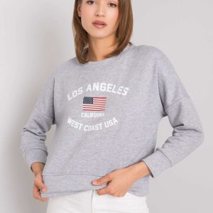 Wholesale Grey melange sweatshirt with print Loretta RUE PARIS