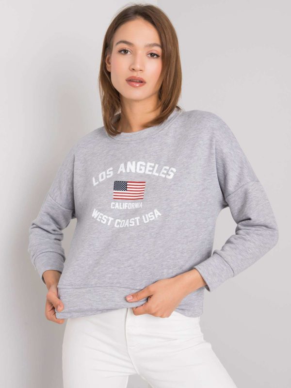 Wholesale Grey melange sweatshirt with print Loretta RUE PARIS