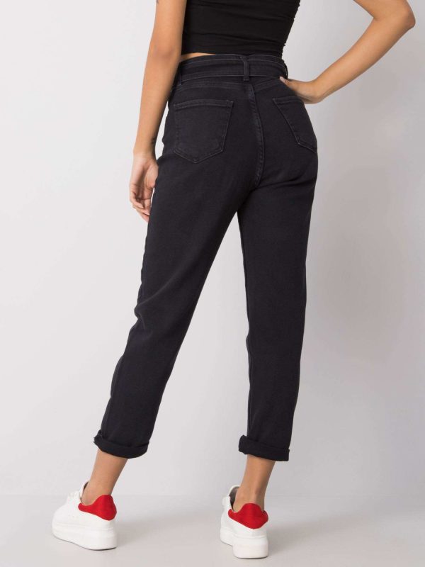 Wholesale Black jeans with belt Cheryl RUE PARIS