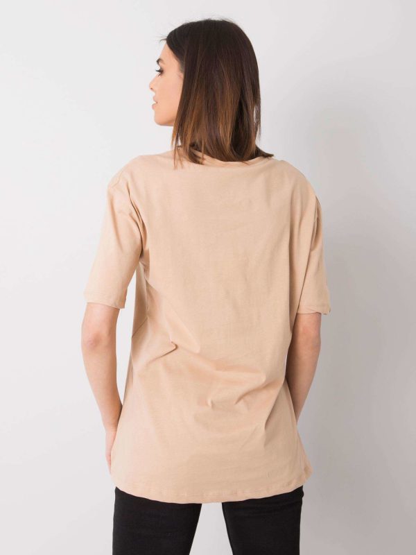 Wholesale Beige T-shirt with print by Billie RUE PARIS