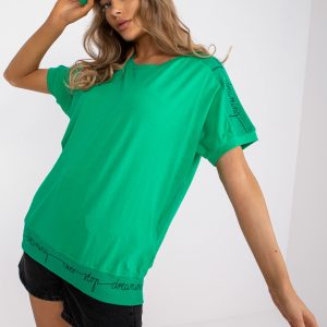 Wholesale Green casual blouse with round neckline