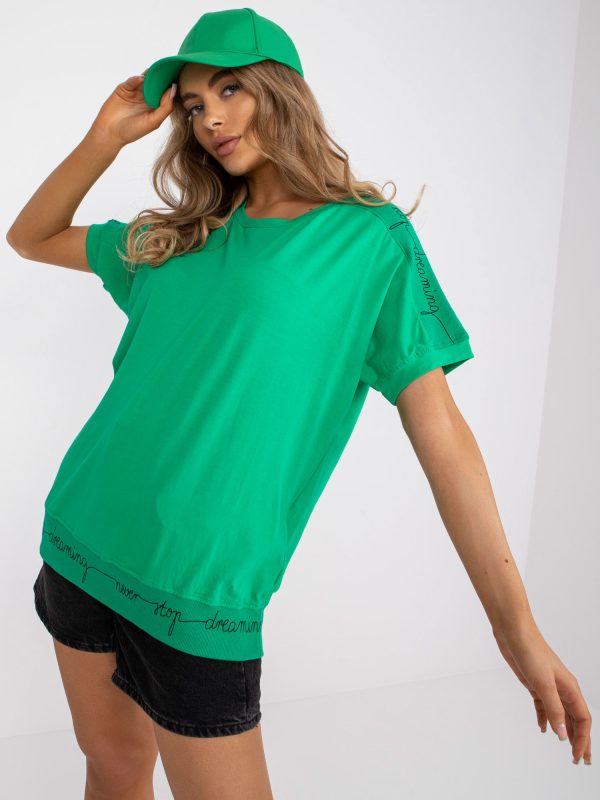 Wholesale Green casual blouse with round neckline